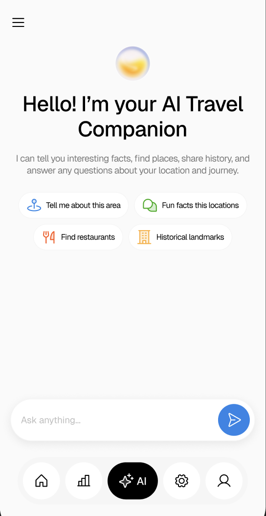Roadguide AI travel advisor chat helping a family find local restaurants and attractions